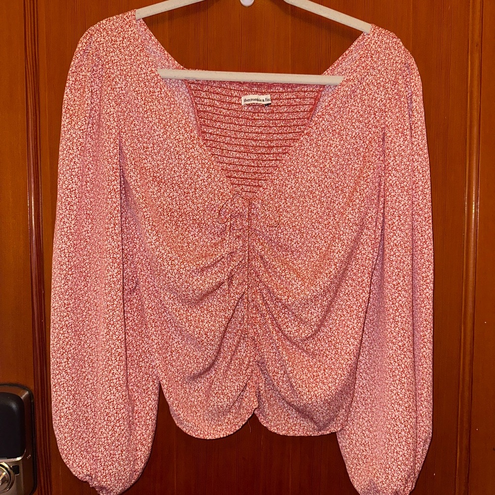 Abercrombie and Fitch Ruched Tie Front Top